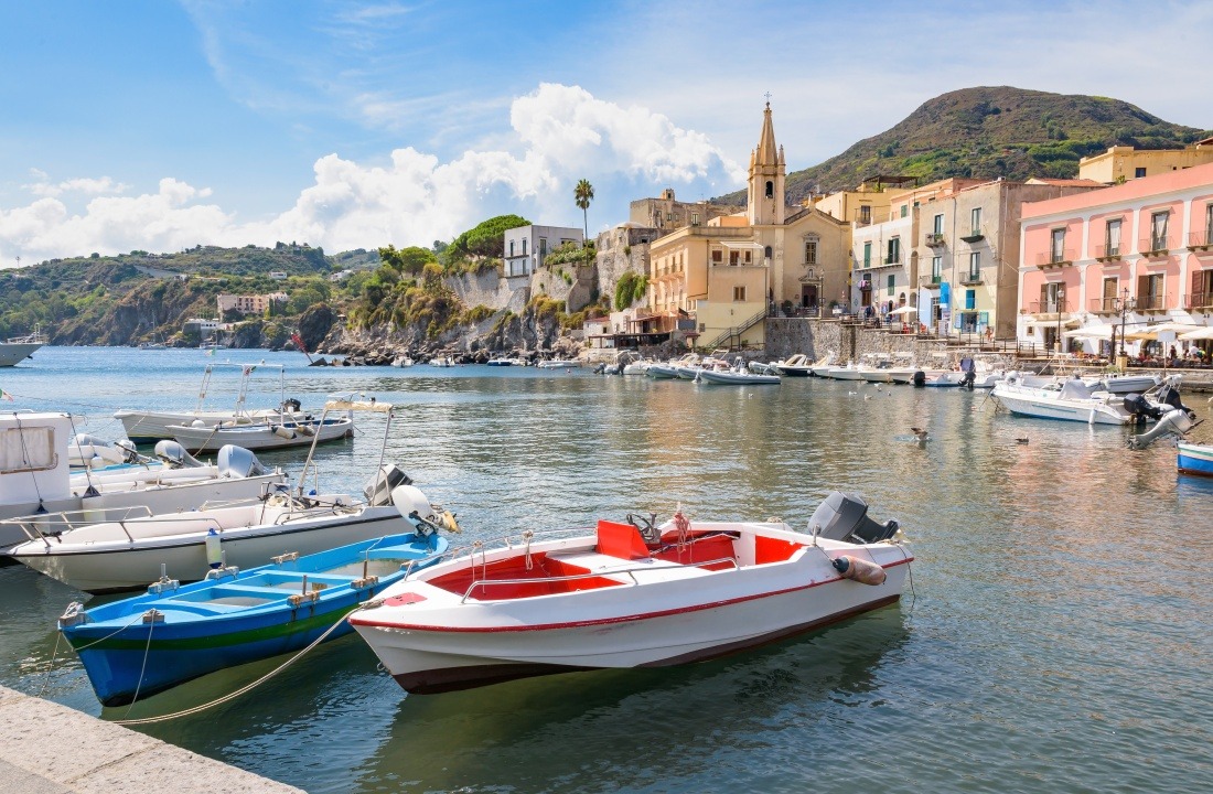 Boats at Marina Corta in Lipari town, Aeolian Islands, Italy