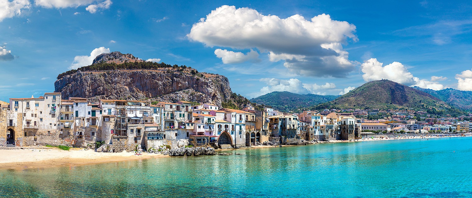 Sandy beach in Cefalu in Sicily